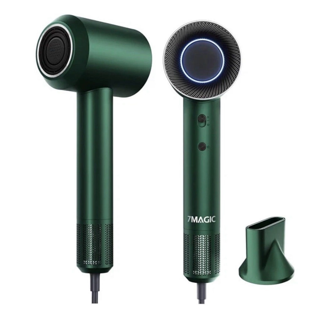 7MAGIC High-Speed Hair Dryer, 110,000RPM Brushless Motor for Fast Drying,Green